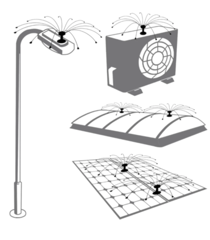 Birdshield Longslengs montiert auf Klimageräten, Lichtkuppeln und Solarpanelen